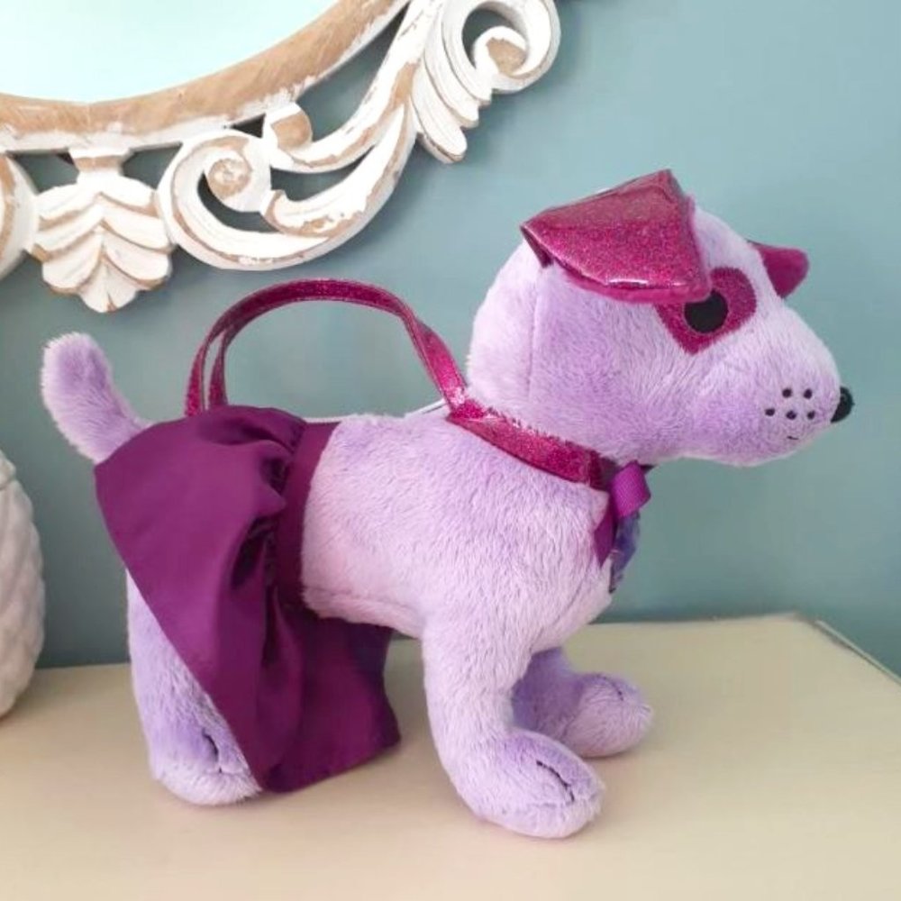 ^ Gap Young At Heart purple plush Terrier Dog mini bag coin purse